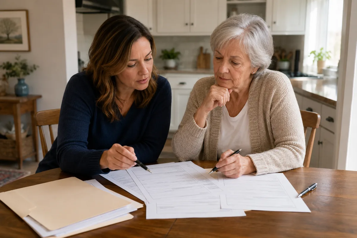 family reviewing power of attorney papers