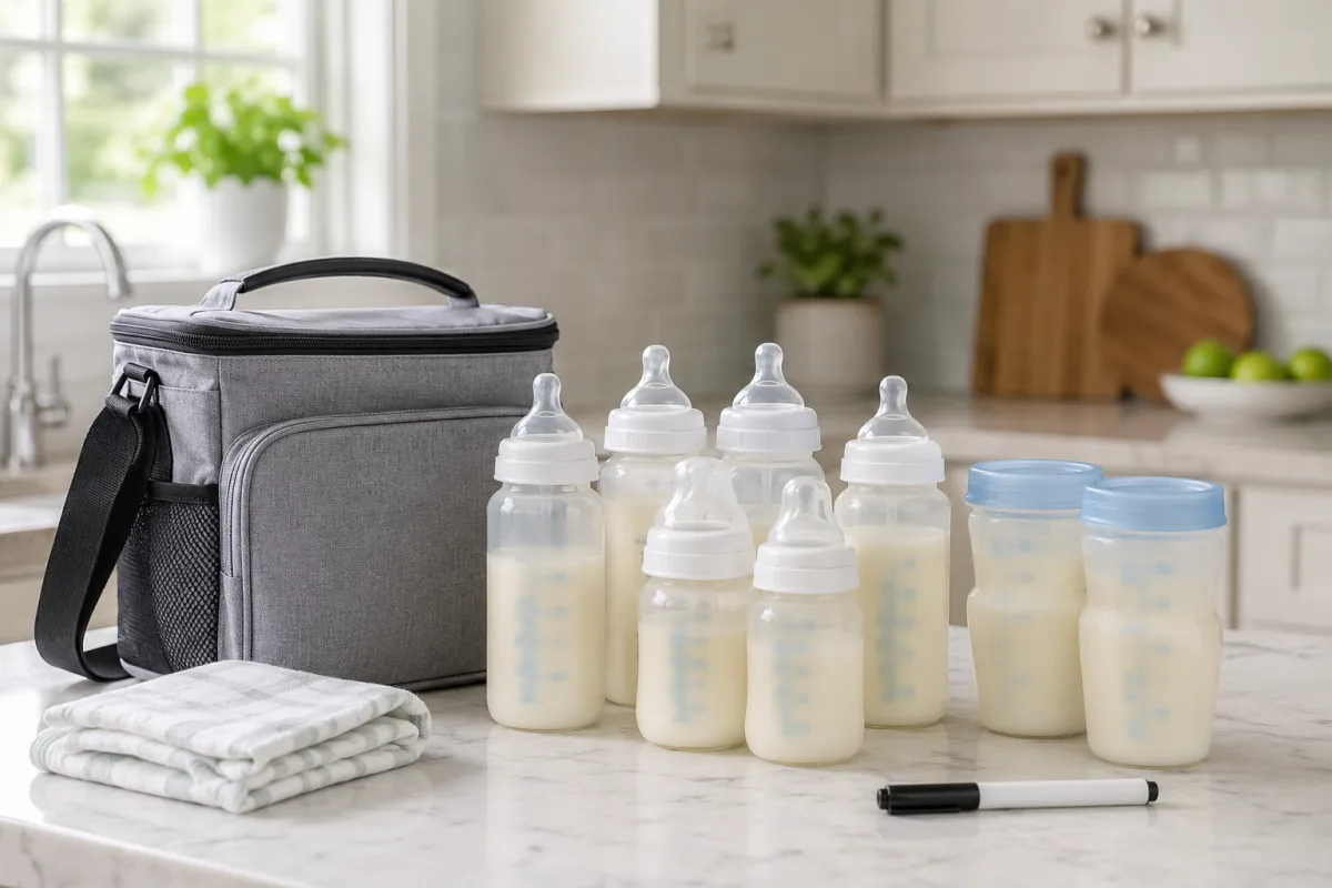 Labeled infant daycare bottles