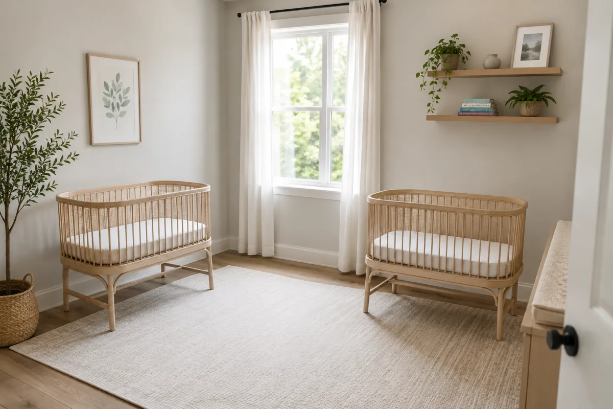 Separate sleep spaces for twin girls