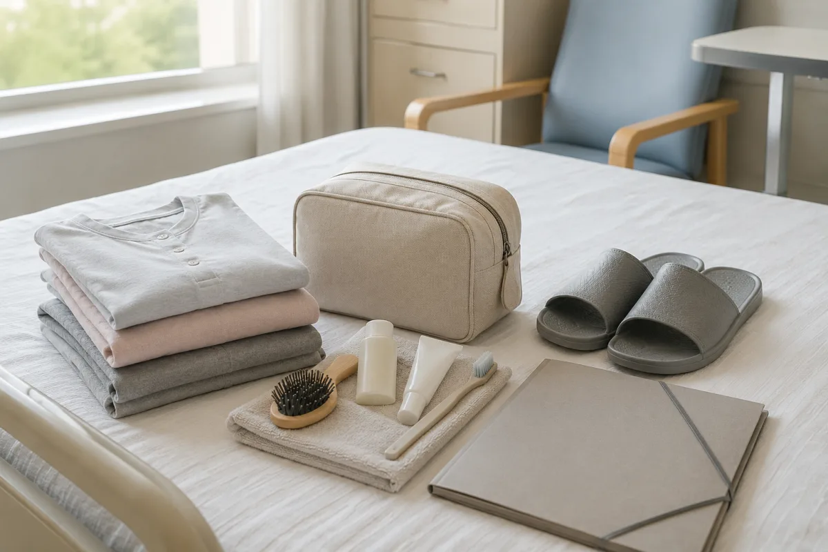 Postpartum hospital bag clothes and toiletries