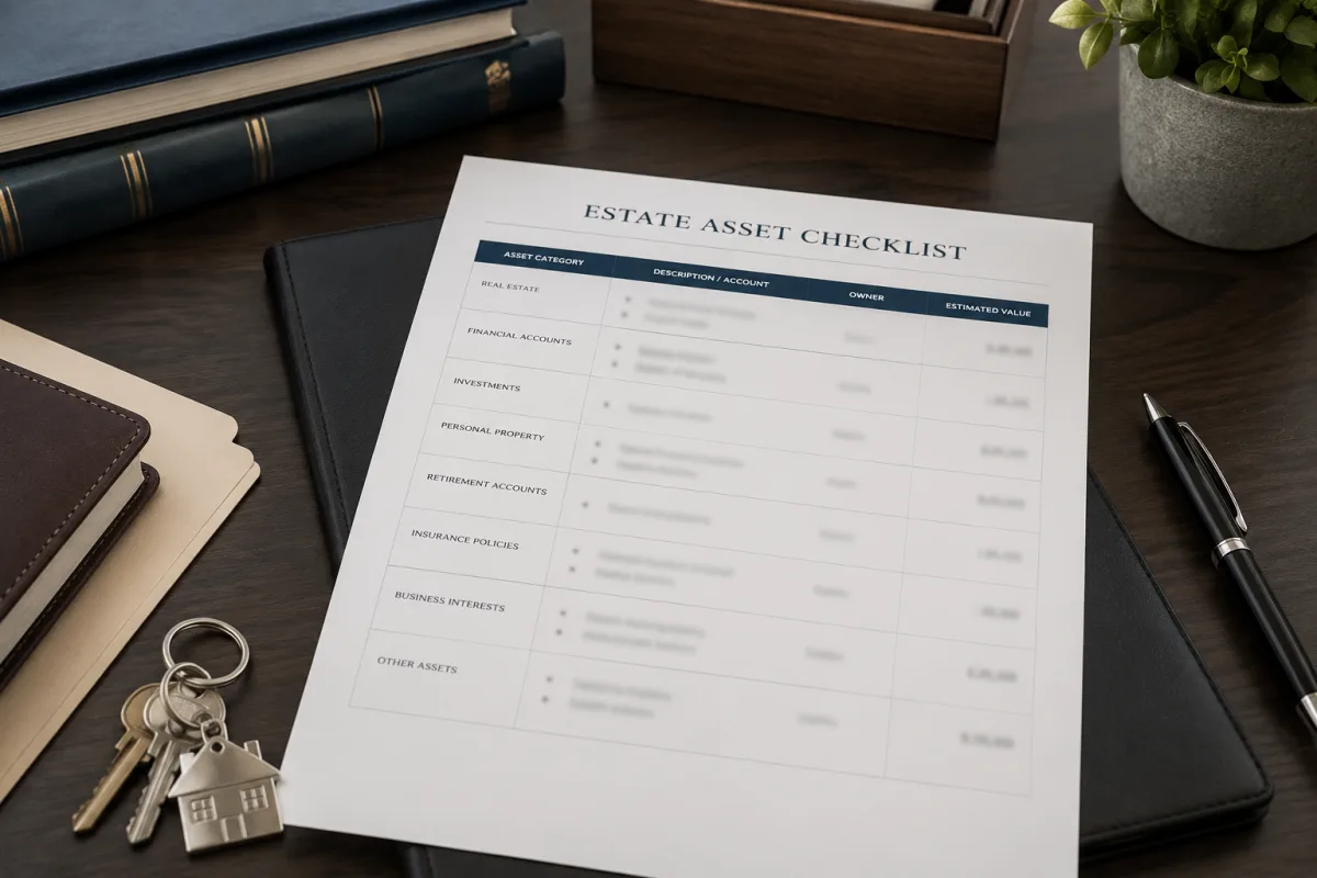Sole-name estate asset list