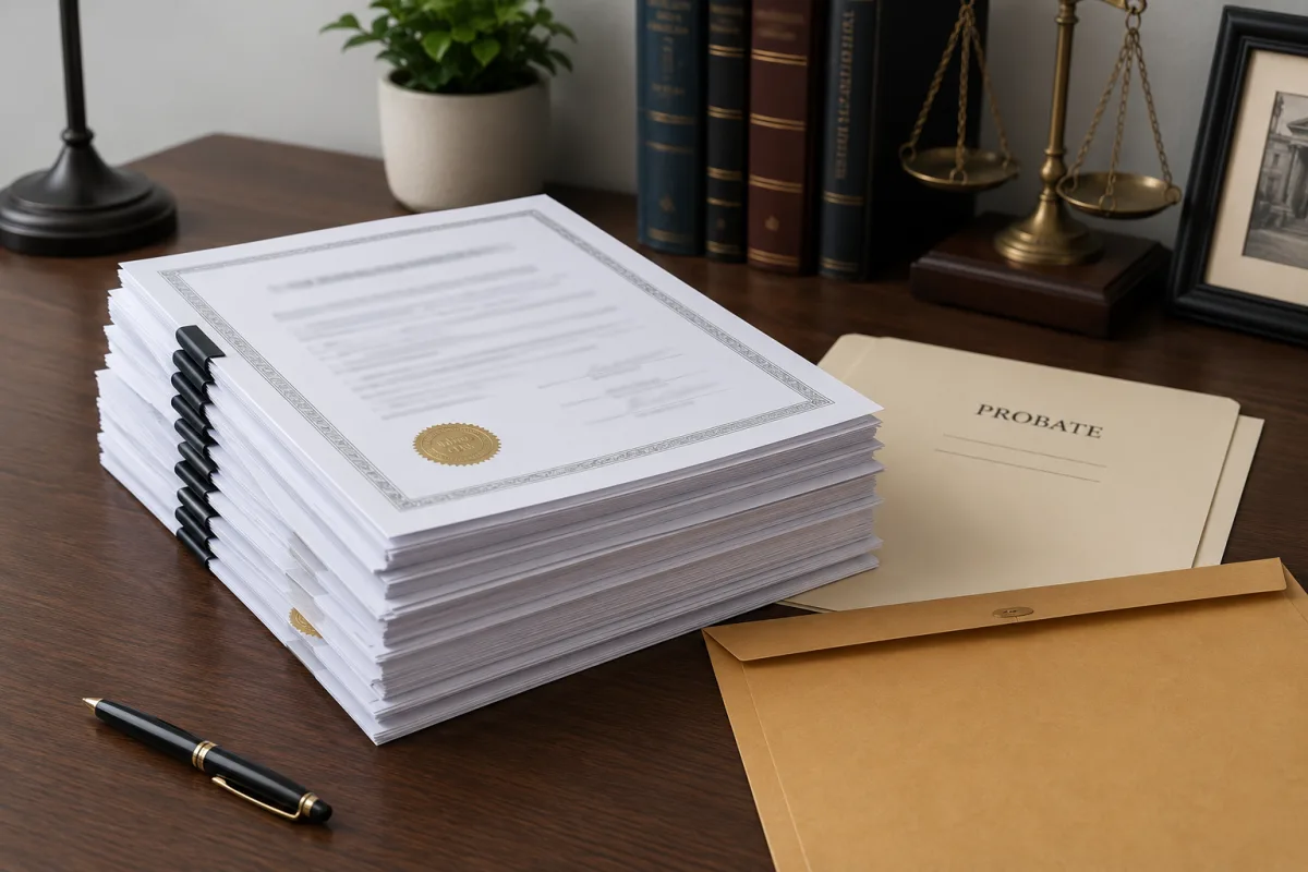 Certified death certificate copies for probate
