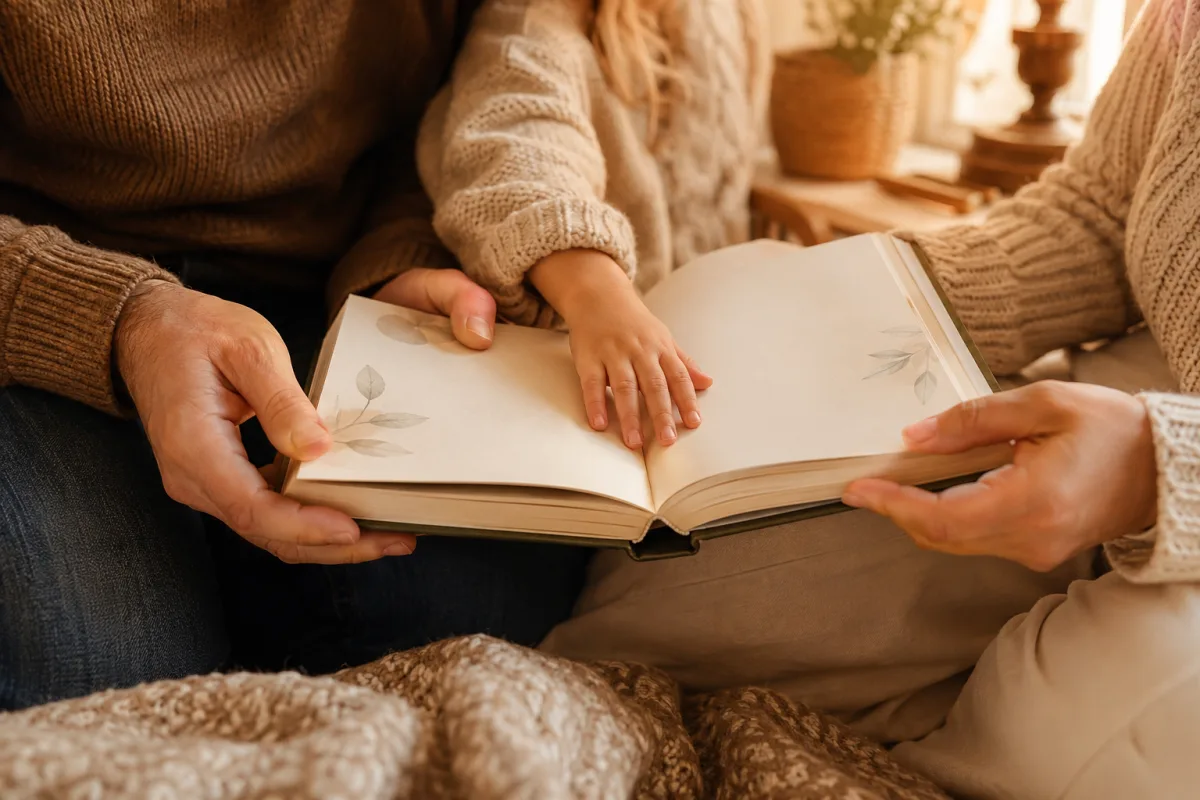 Family reading to baby in womb