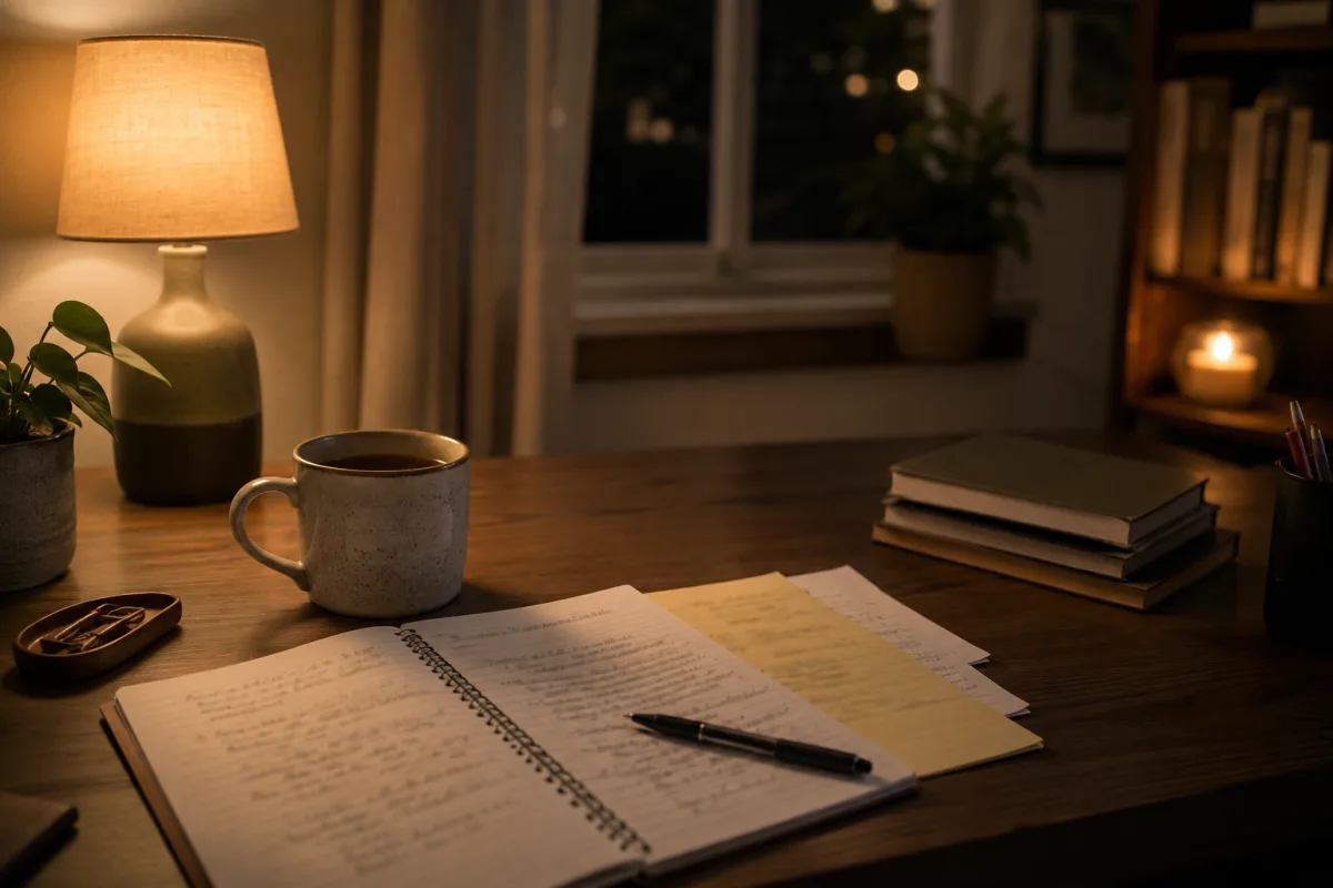 Sunday anxiety thoughts notebook