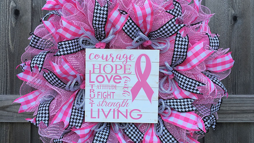 Decorate Your Wreath with Breast Cancer Ribbons